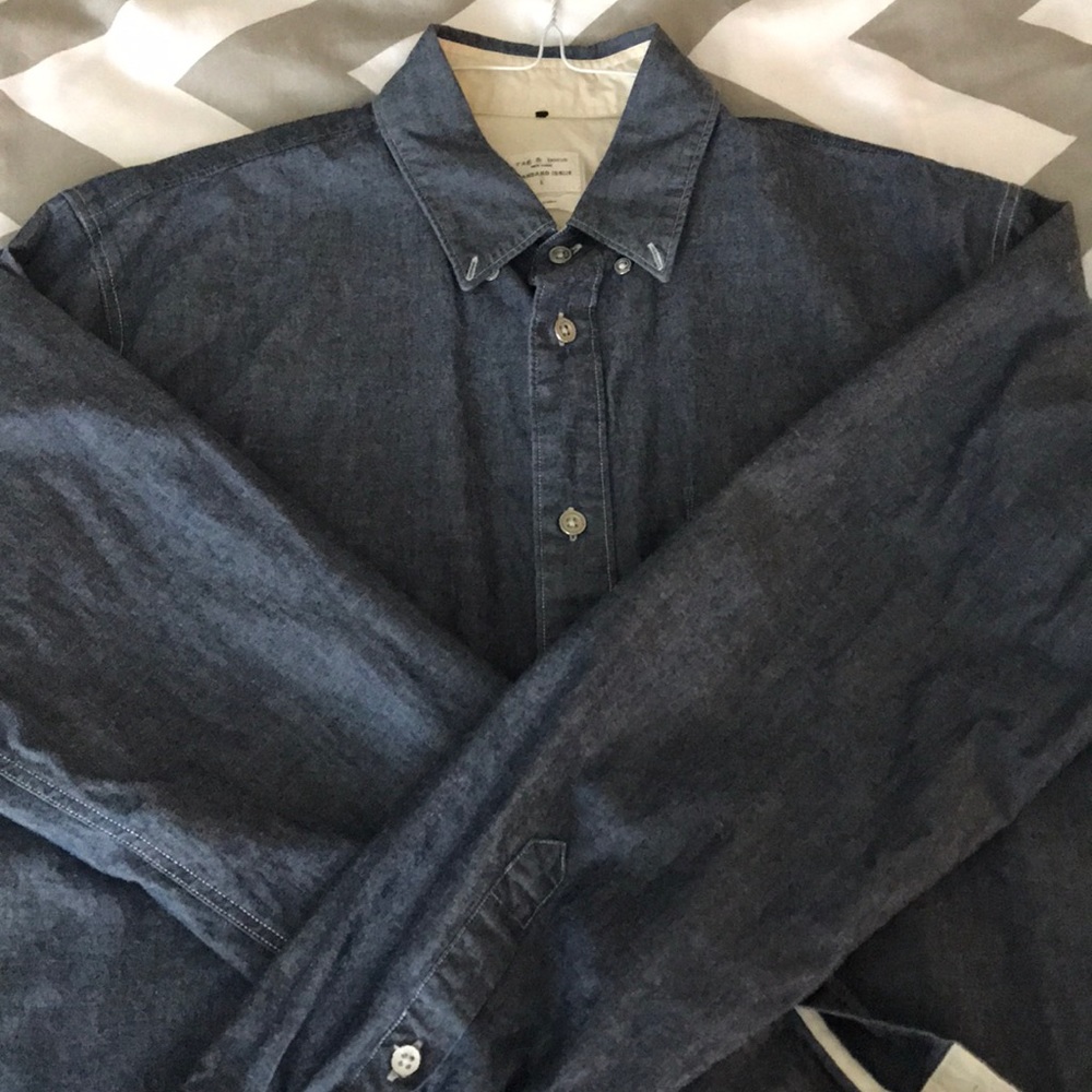 Blue denim rag and bone shirt
